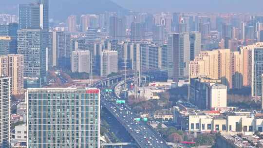 杭州城市高架路航拍