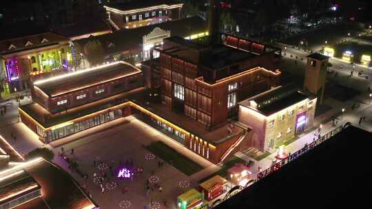 豫北棉纺织厂夜景  4K航拍
