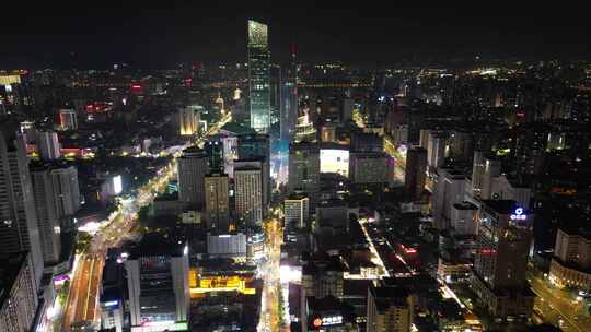 航拍云南昆明城市夜景