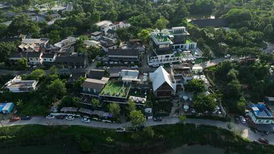 三圣乡盐道街学校城市建筑航拍湖景