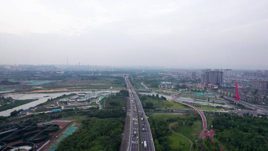 成都锦城湖绕城高速【5k】视频素材模板下载