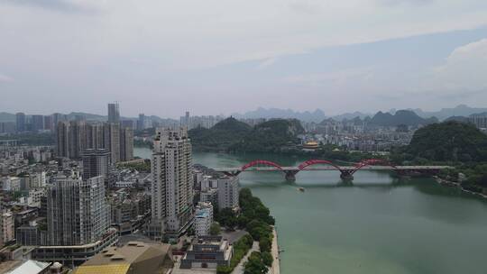 航拍广西柳州文惠桥交通