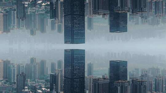 城市反转3d镜像地产特效