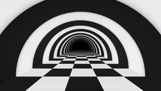 黑白光学错觉隧道循环动画视频素材模板下载