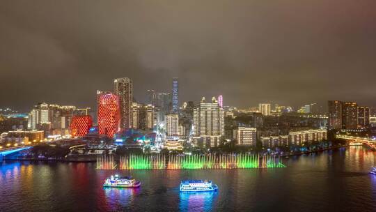 广西柳州柳江两岸夜景航拍延时8K