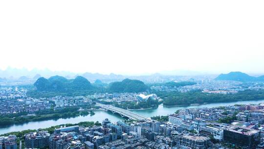 桂林市区全景航拍旅游城市风光