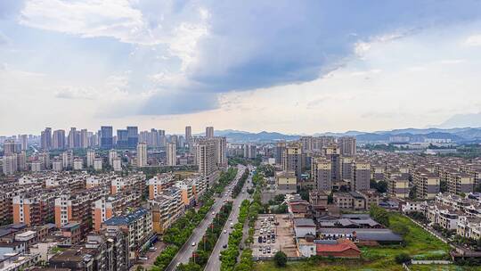 航拍延时上饶市区风光