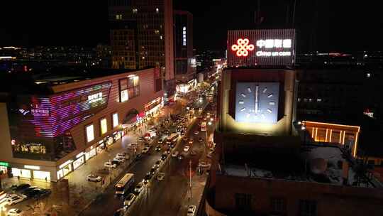 城市街道夜景俯瞰