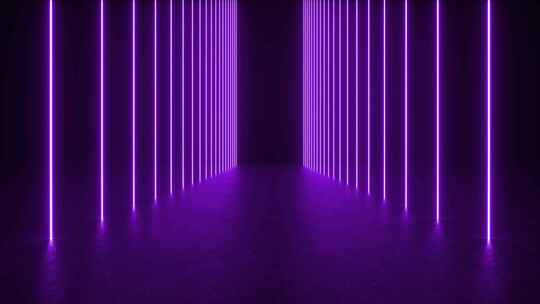 带紫色霓虹灯的黑暗房间