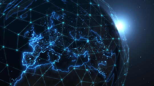 全球数字互联网络，欧洲大陆的全球通信。