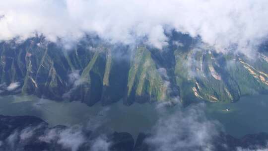 4K长江巫峡长江航道航拍视频