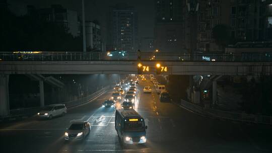 8K重庆城市夜晚车流堵车