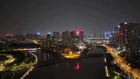 成都城市夜景灯光交通航拍