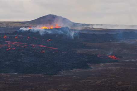 冰岛，火山，喷发，烟雾