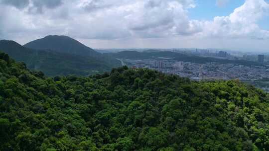 航拍深圳马峦山碧岭农业生态园休息亭