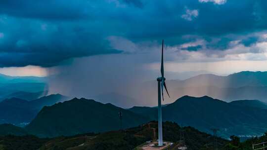 下雨 风车山 乌云延时