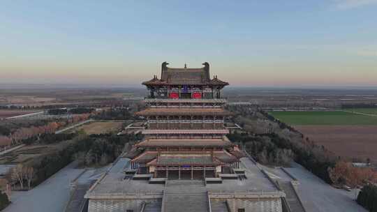 山西古代建筑鹳雀楼航拍