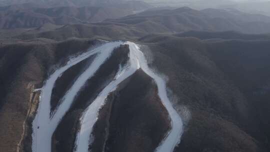 航拍吉林延边梦都美滑雪场冬季风光