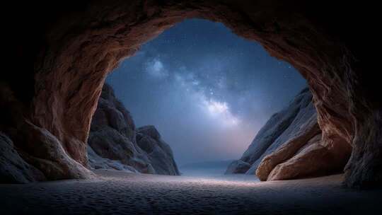 星空下的神秘洞穴令人神往