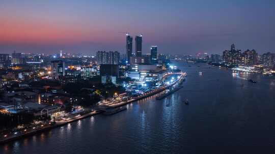 广州荔湾白鹅潭大湾区艺术中心夜景延时