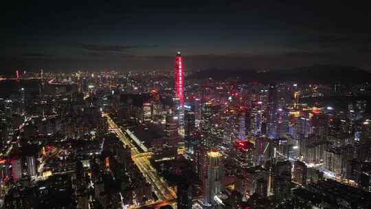 4K深圳福田区CBD夜景航拍