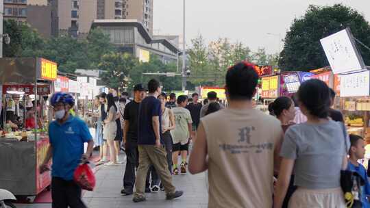 夜市人流城市地摊经济视频素材模板下载