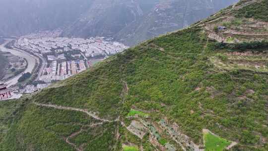 甘南舟曲县城建设及周边环境航拍