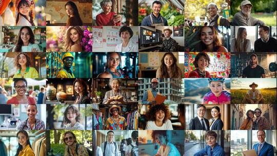 百人千人万人笑容微笑(前116S为快速预览)高清在线视频素材下载