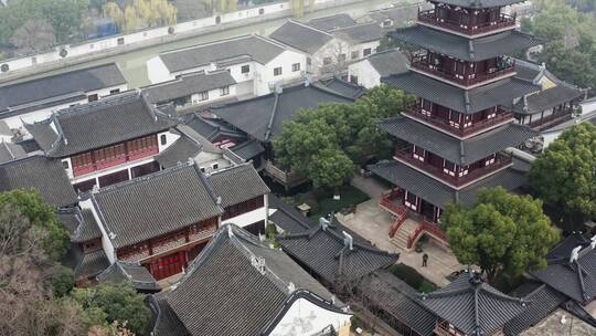 苏州寒山寺航拍4K视频