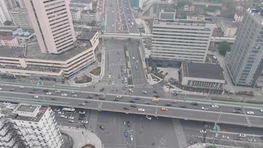 上海高架车流  城市风光航拍