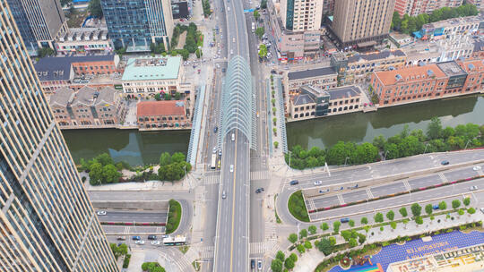 延时摄影航拍城市交通道路高架桥车流