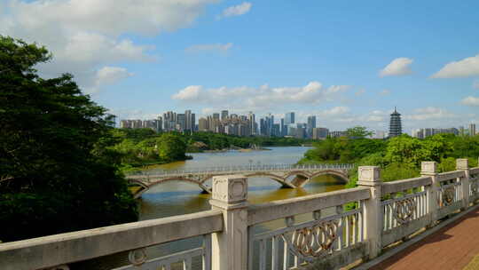 南宁五象湖公园 高楼大厦 城市风光大景