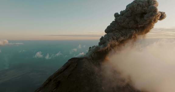 火山，烟雾，危地马拉，火地岛