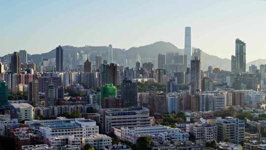 中国香港航拍城市大景港岛九龙区视频素材模板下载