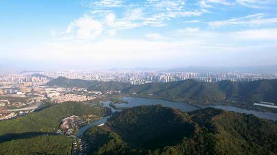 杭州萧山湘湖风景航拍