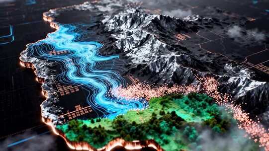 3D渲染地理景观特效素材