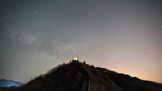 黄崖关长城夏季银河星空延时