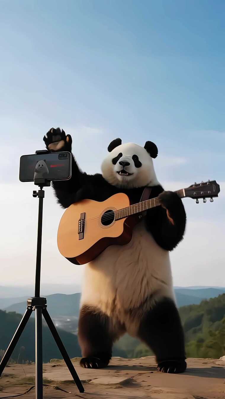 大熊猫弹吉他直播/野生动物/萌宠