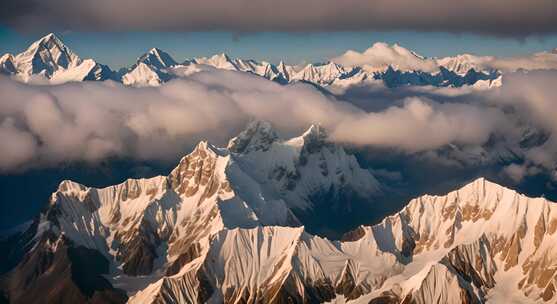 雪山云雾阳光山峰云海日出自然生态环境风景