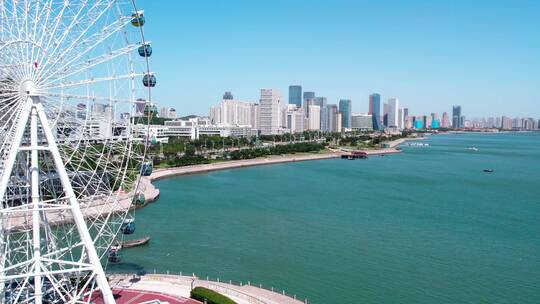 4k 航拍青岛西海岸新区唐岛湾畔城市风貌