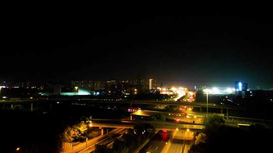 杭州下沙立交桥绕城高速车流夜景视频素材
