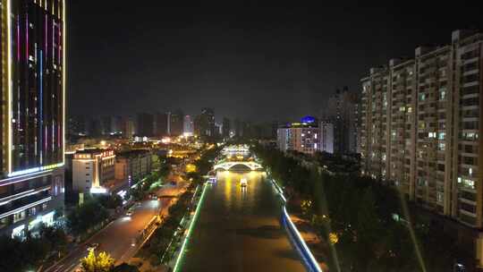 江苏宿迁夜景灯光航拍