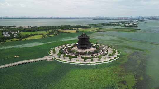 苏州重元寺水月观音美景航拍（阳澄湖）