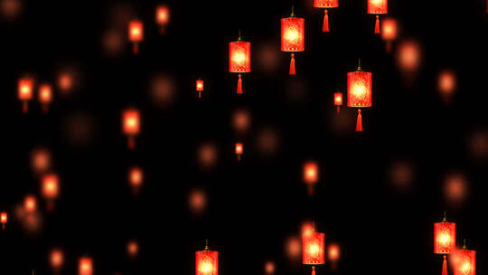 红色灯笼夜景画面