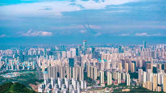 4k长沙大气城市全景航拍延时