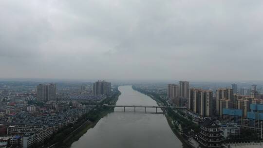 航拍湖南湘潭湘江三桥交通
