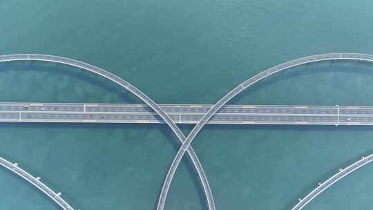 航拍青岛胶州湾大桥高速