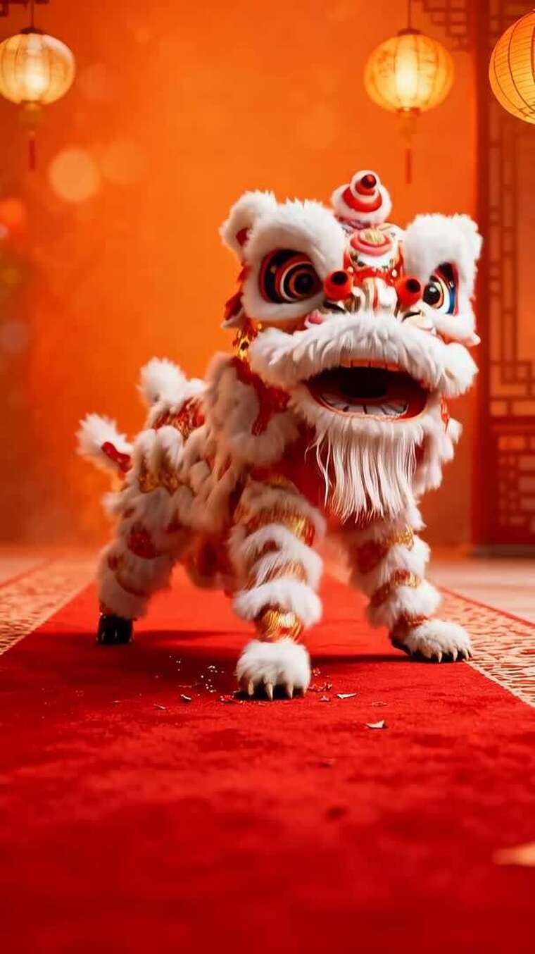 舞狮表演喜庆场景