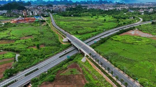 视频合集延时航拍桂林绕城高速交通