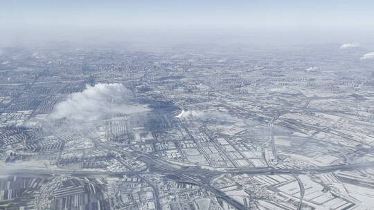 鸟瞰东北冬季城市雪景HDR视频